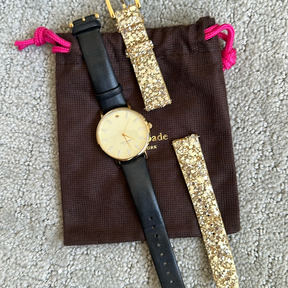 Kate Spade Black and Gold watch with strap replacement